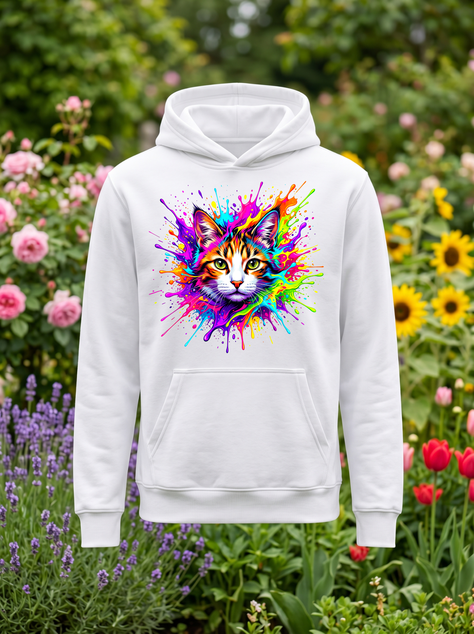 Chat sweat blanc