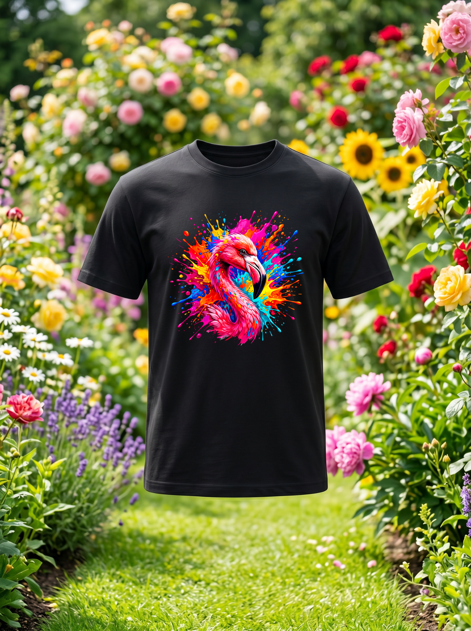 Flamand rose tshirt noir