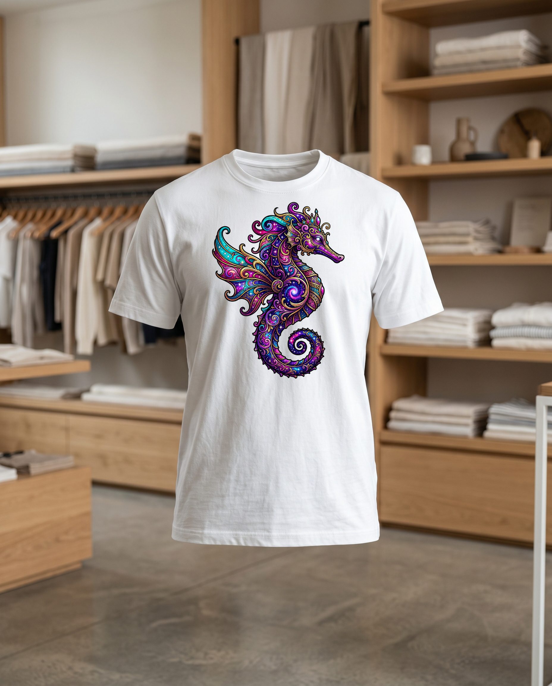 Hypocampe 30x30 DTF T shirt blanc face