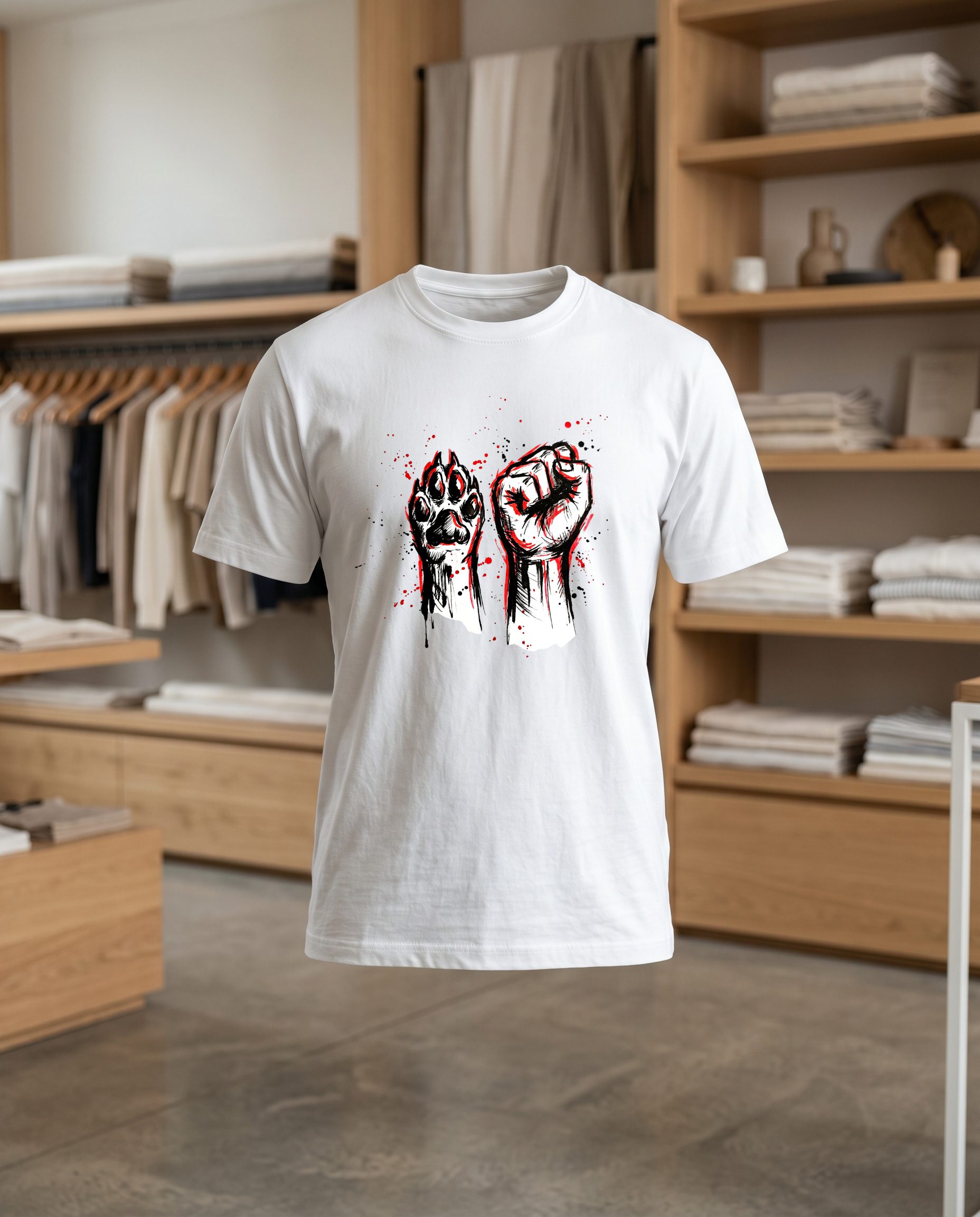 Liberation animal 1 30x30 DTF T shirt blanc face