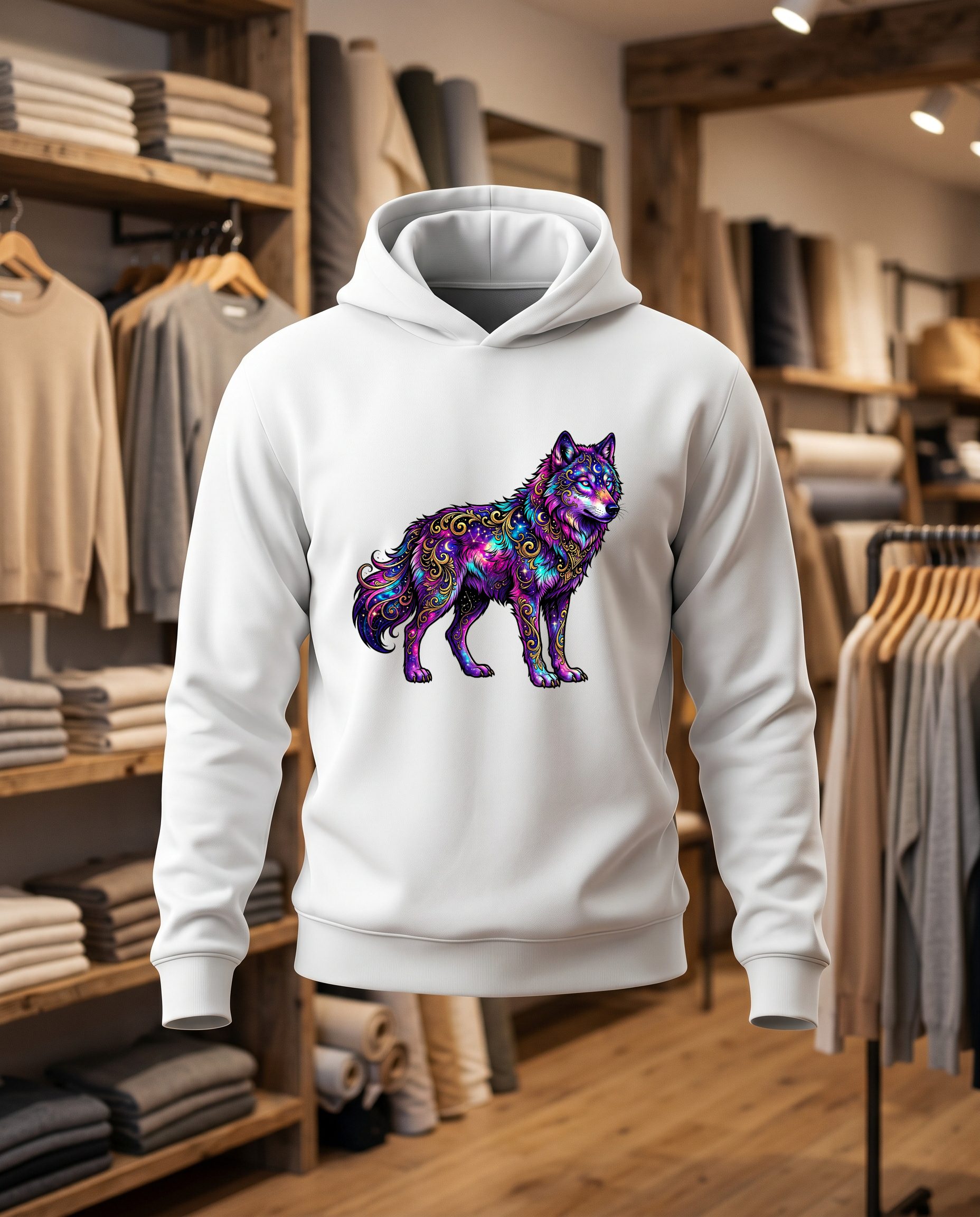 Loup 30x30 DTF Sweat blanc face