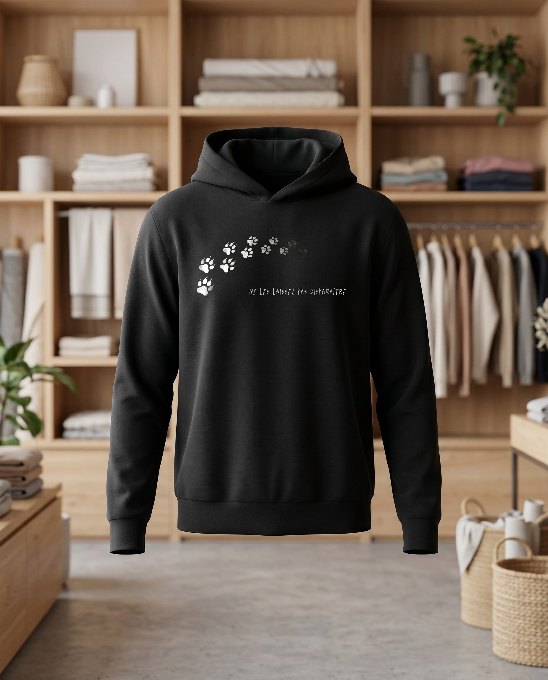 Ne les laisser pas disparaitre 30x30 DTF Sweat noir face