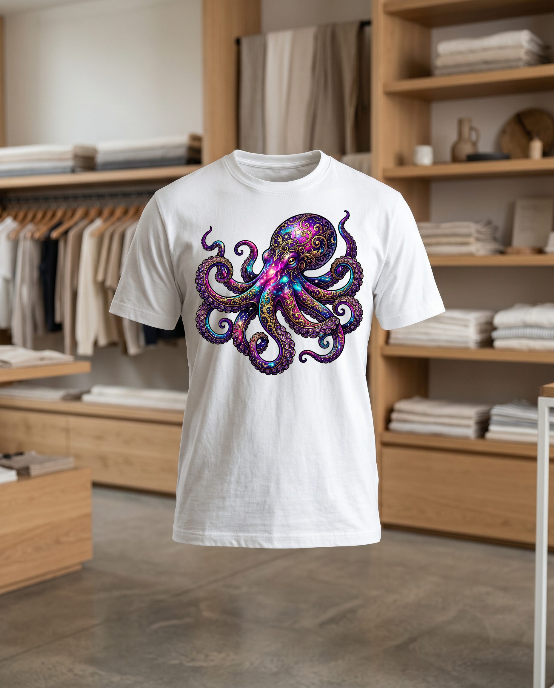 Pieuvre 30x30 DTF T shirt blanc face