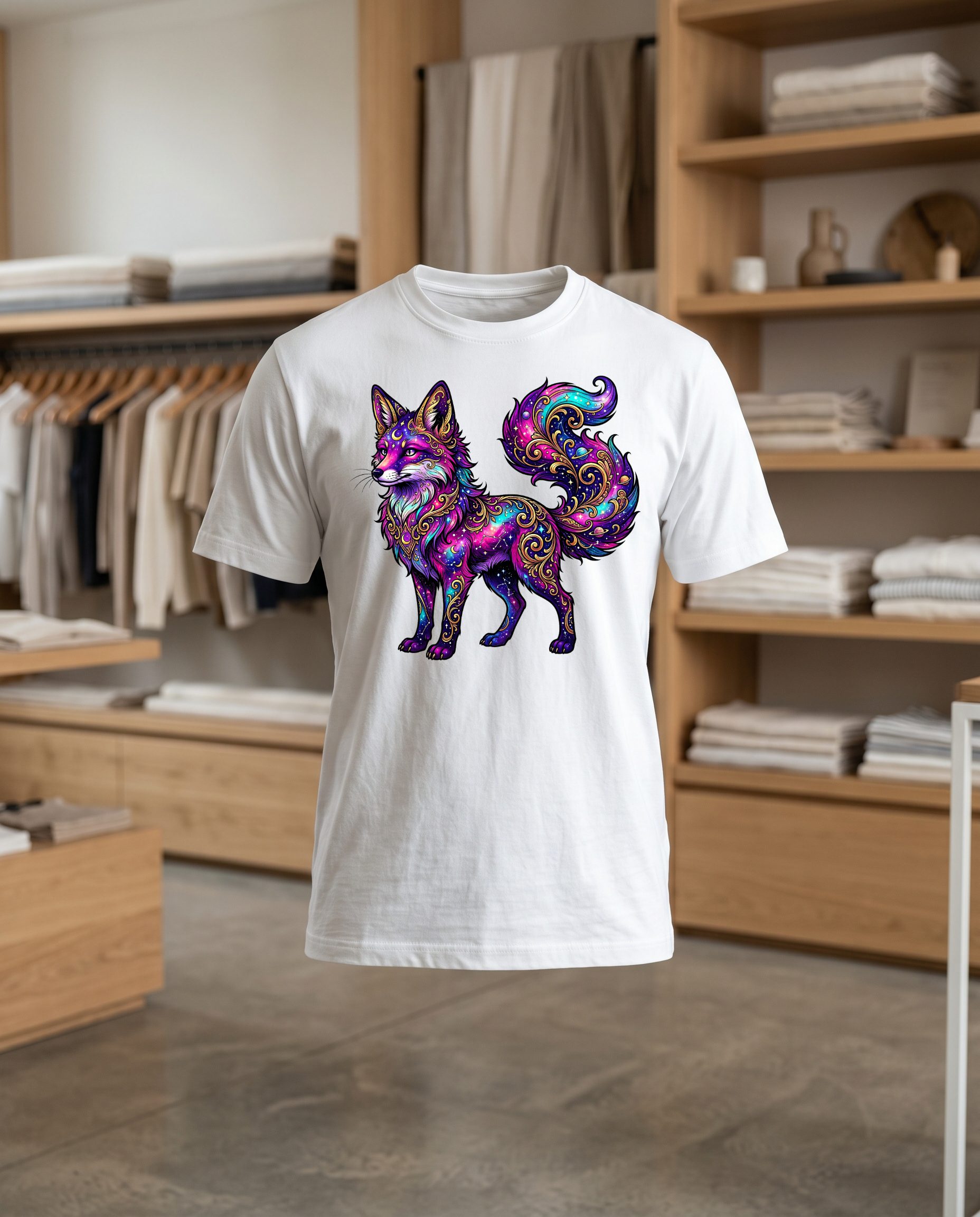 Renard 30x30 DTF T shirt blanc face
