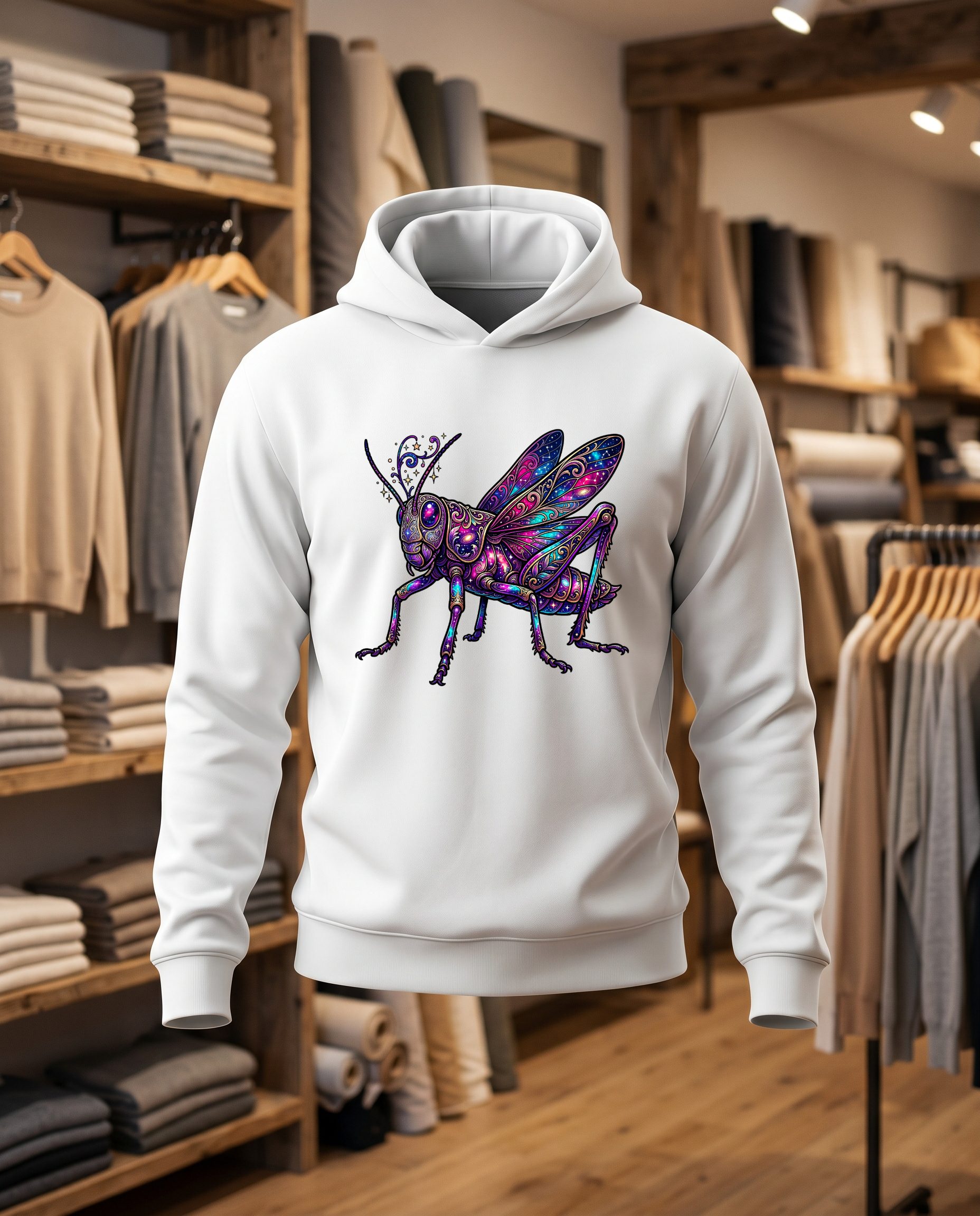 Sauterelle 30x30 DTF Sweat blanc face