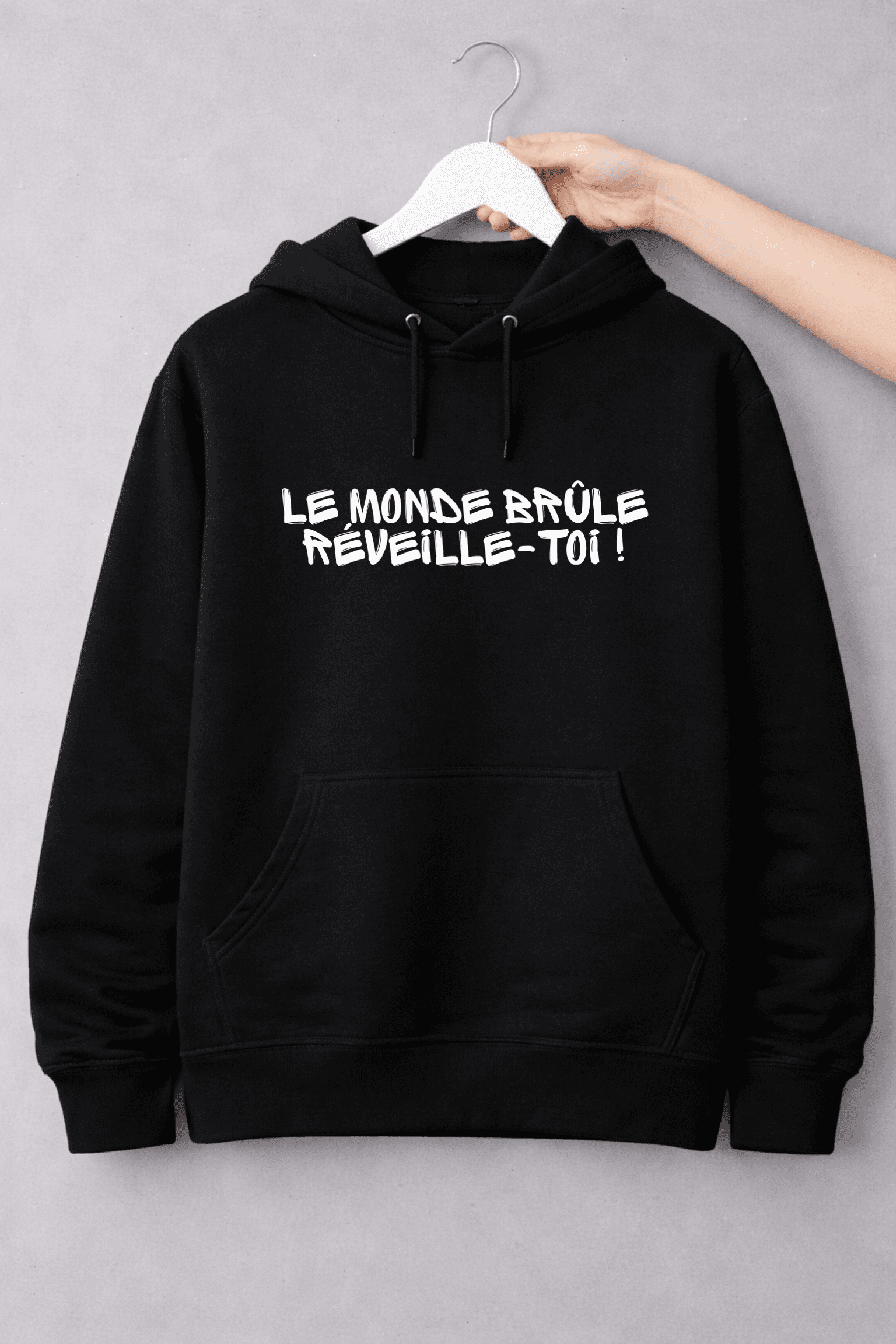 le monde brule sweat noir