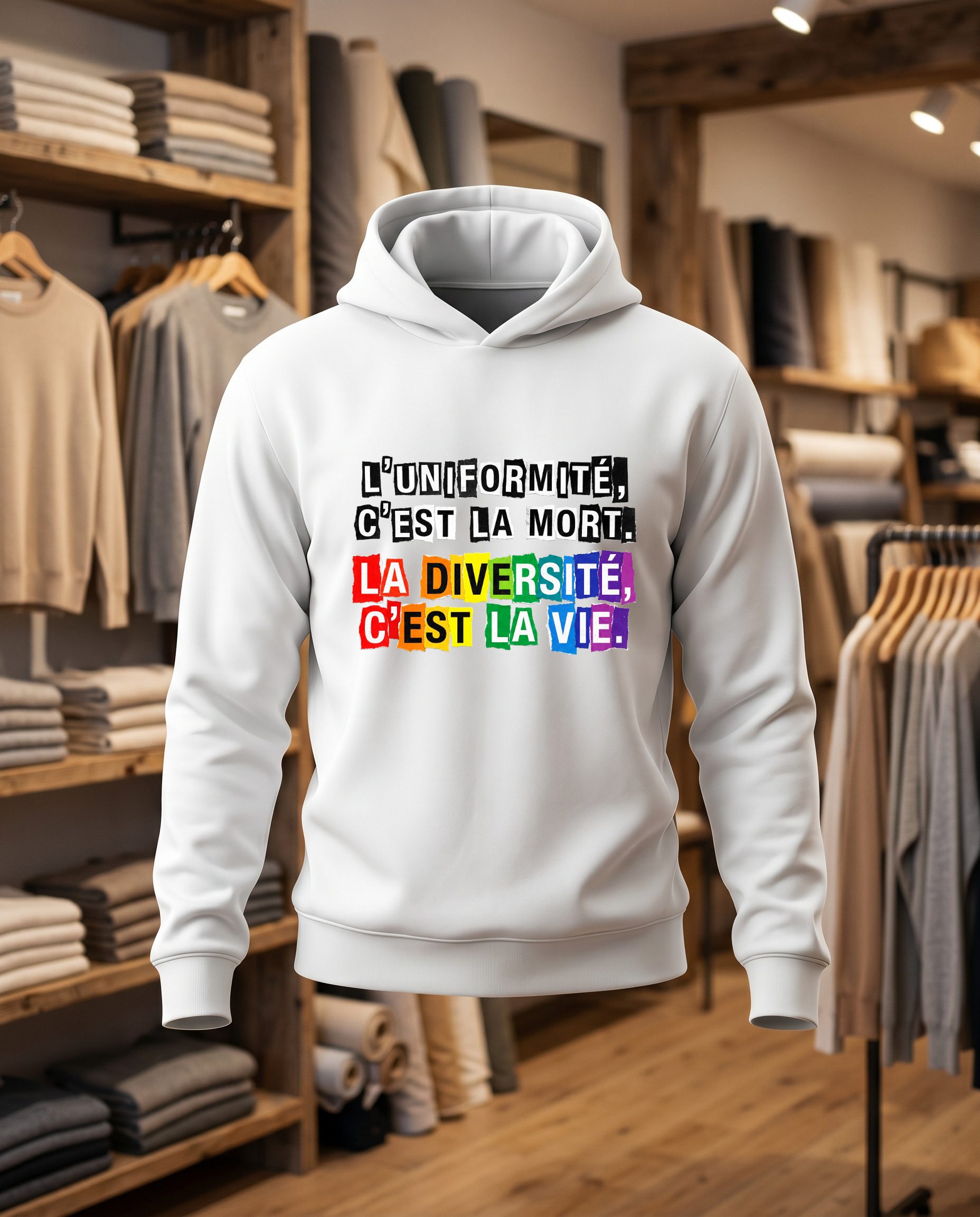 luniformite cest la mort 1 33x18 DTF Sweat blanc face