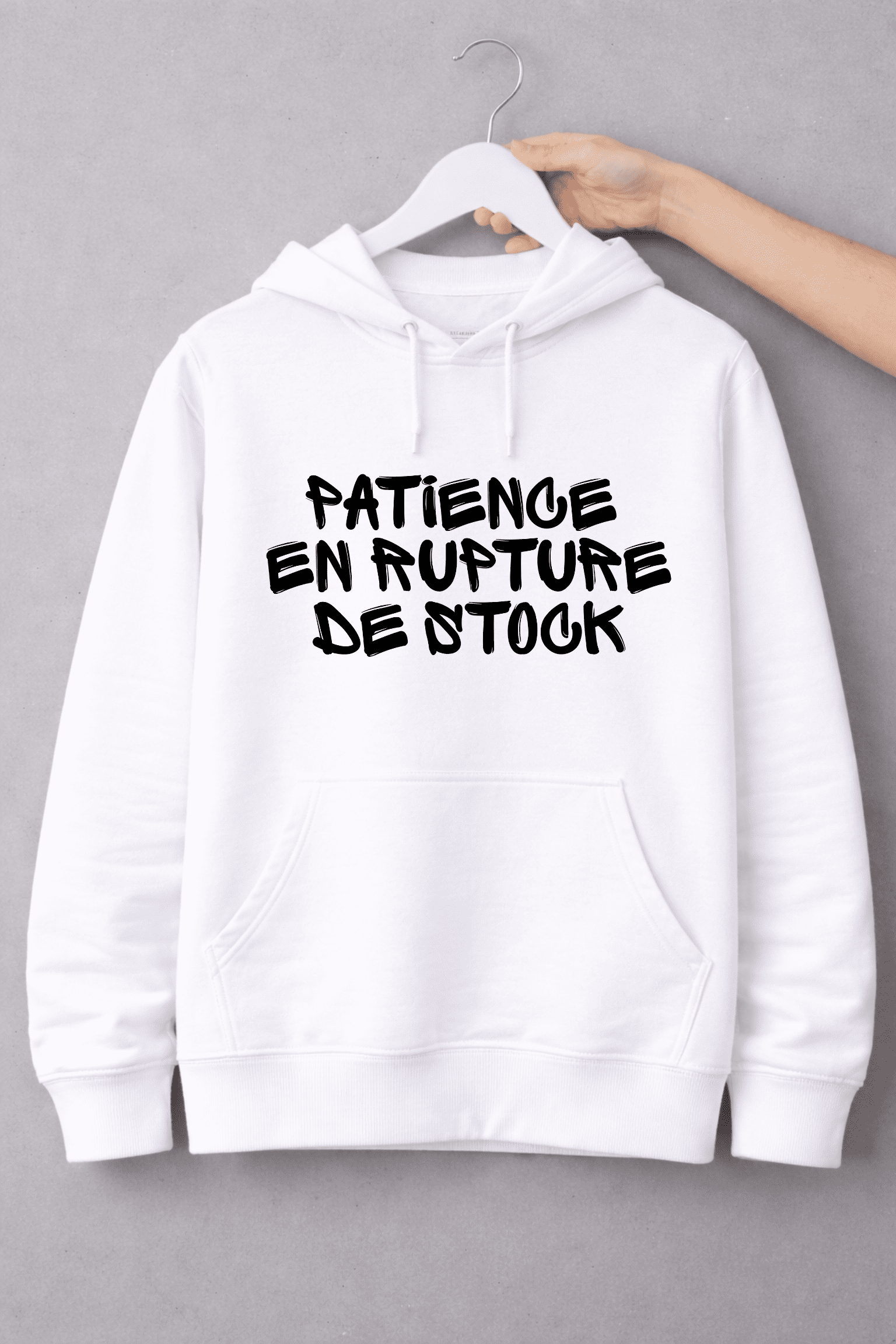 patience en rupture de stock sweat blanc