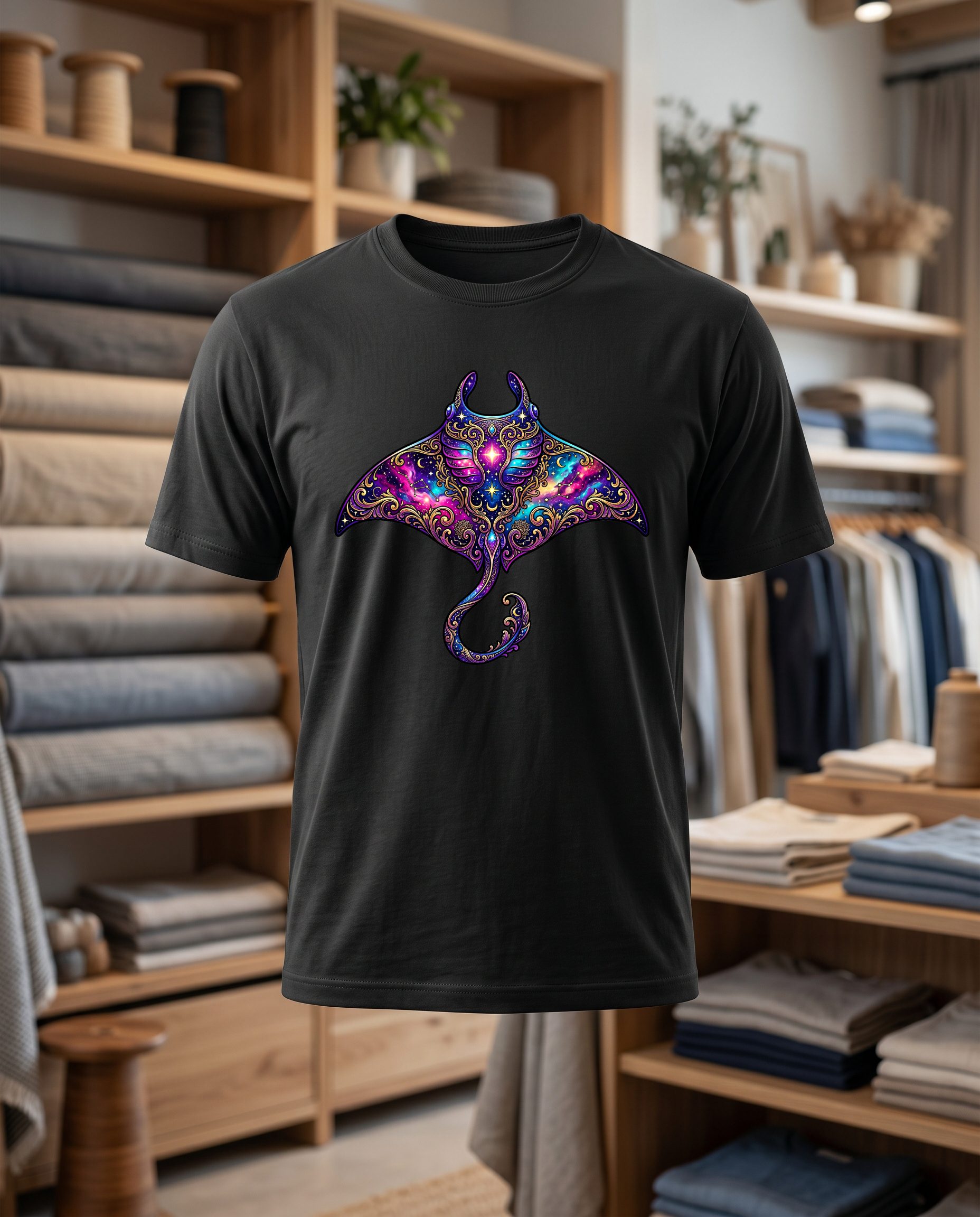 raie 30x30 DTF T shirt noir face