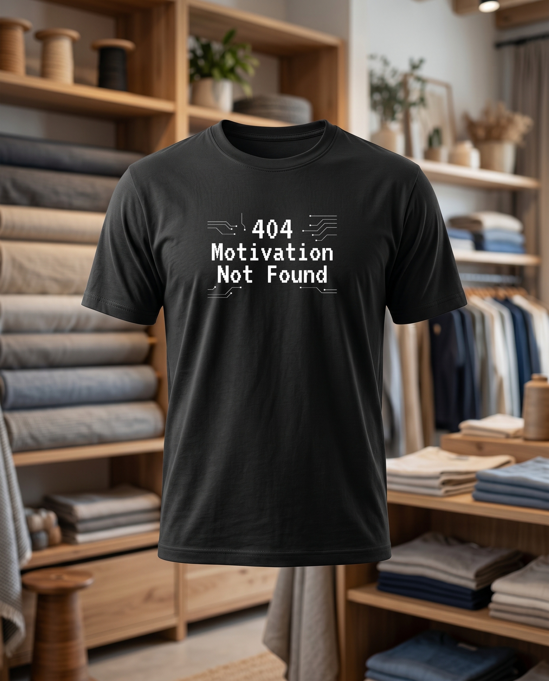 404 motivation not found 33x33 DTF T shirt noir face