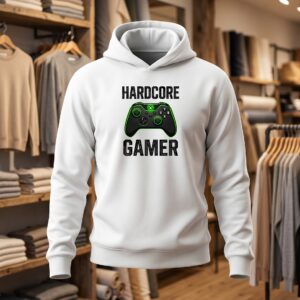 Hardcore Gamer Xbox 33x33 DTF Sweat blanc face