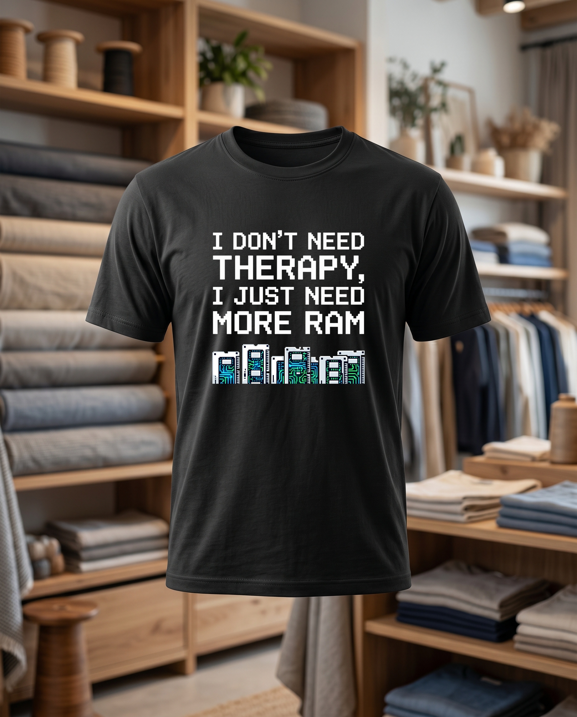 I dont need Rherapy 30x30 DTF T shirt noir face