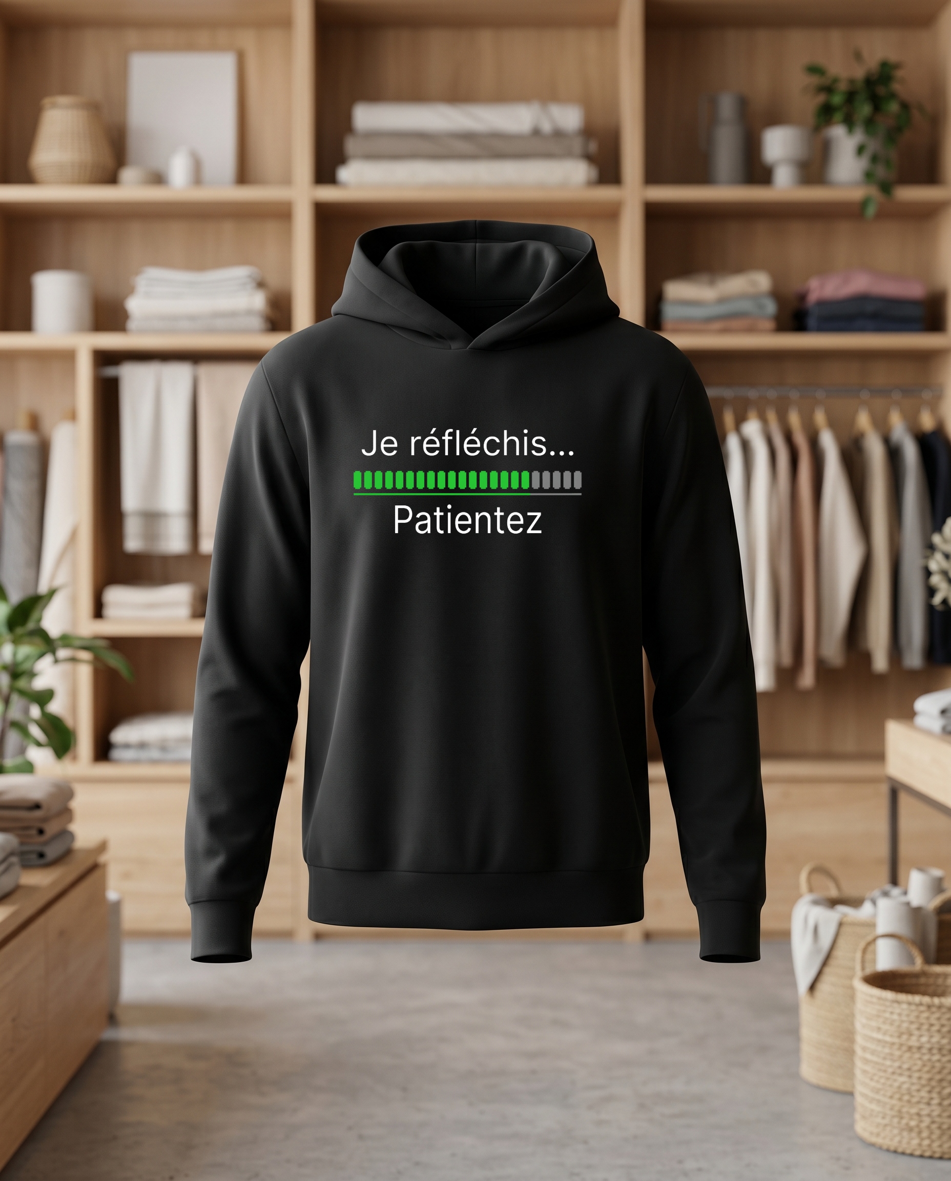 Je reflechie patientez 30x30 DTF Sweat noir face