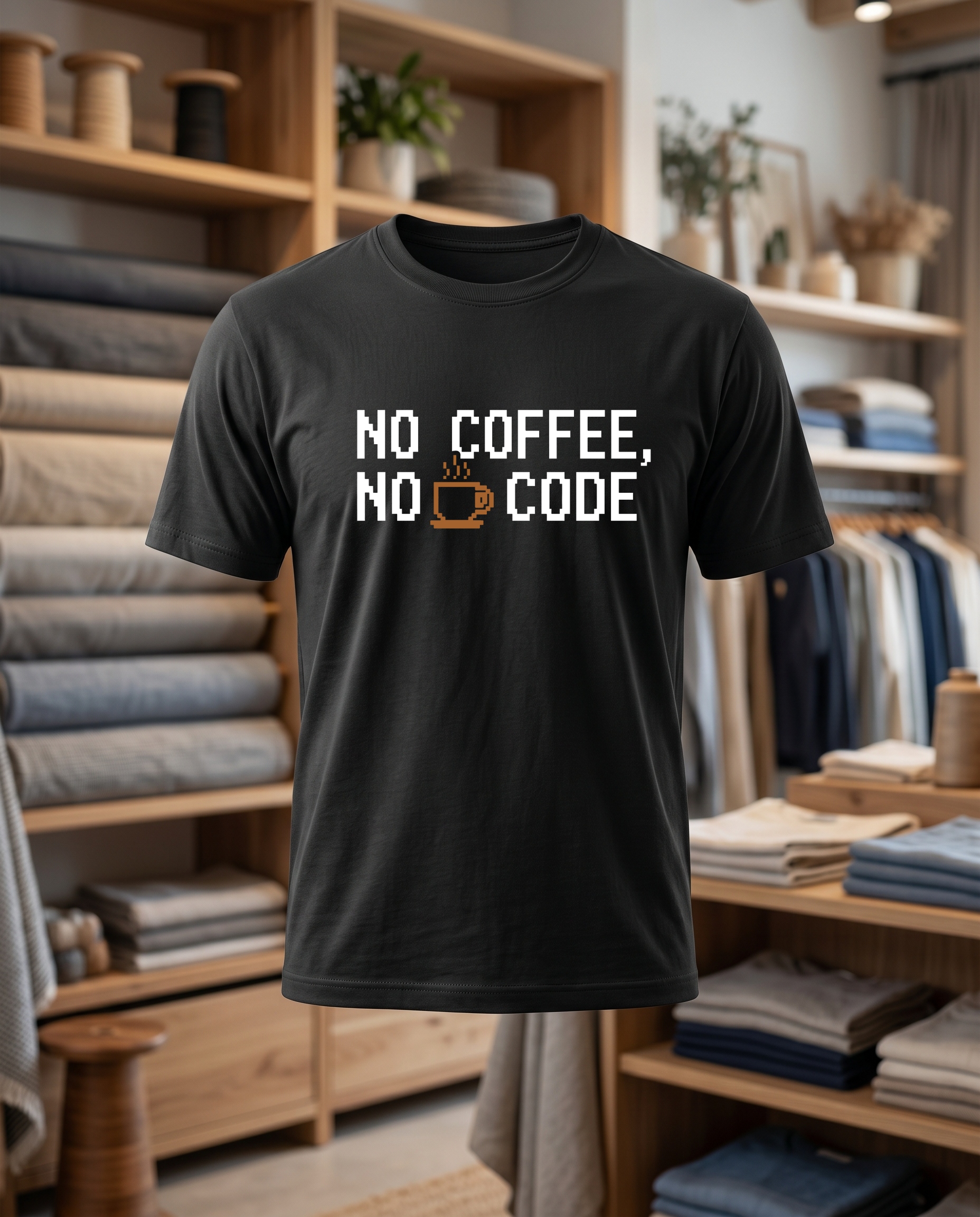 No coffee No code 33X33 DTF T shirt noir face