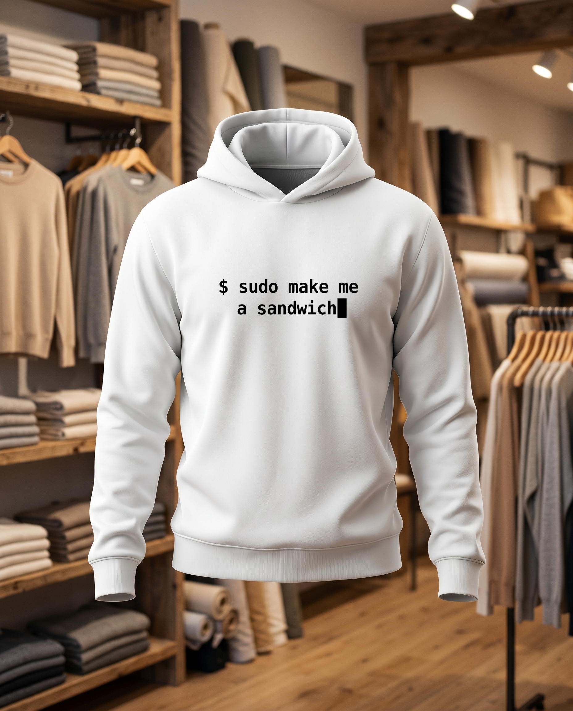 Sudo make me a swandwich 33x33 DTF Sweat blanc face